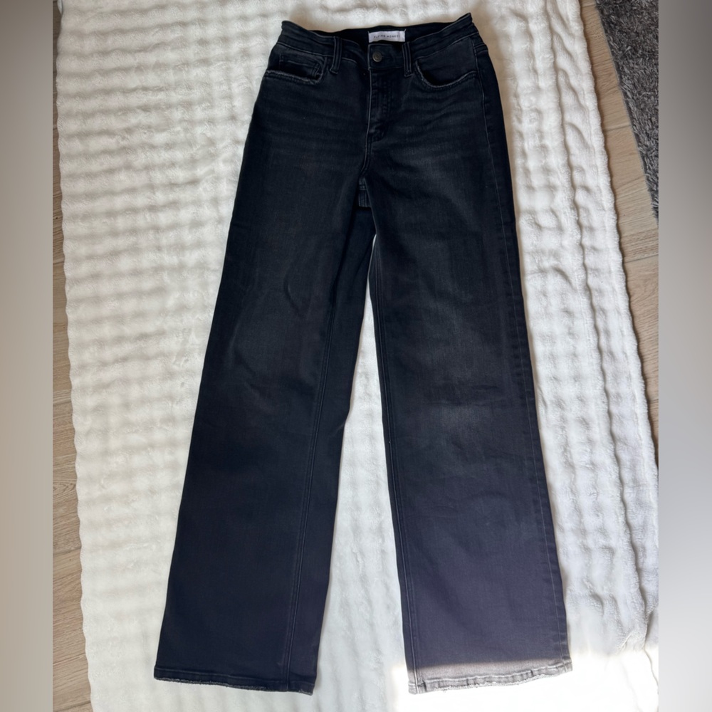 Black wide leg flying money jeans
